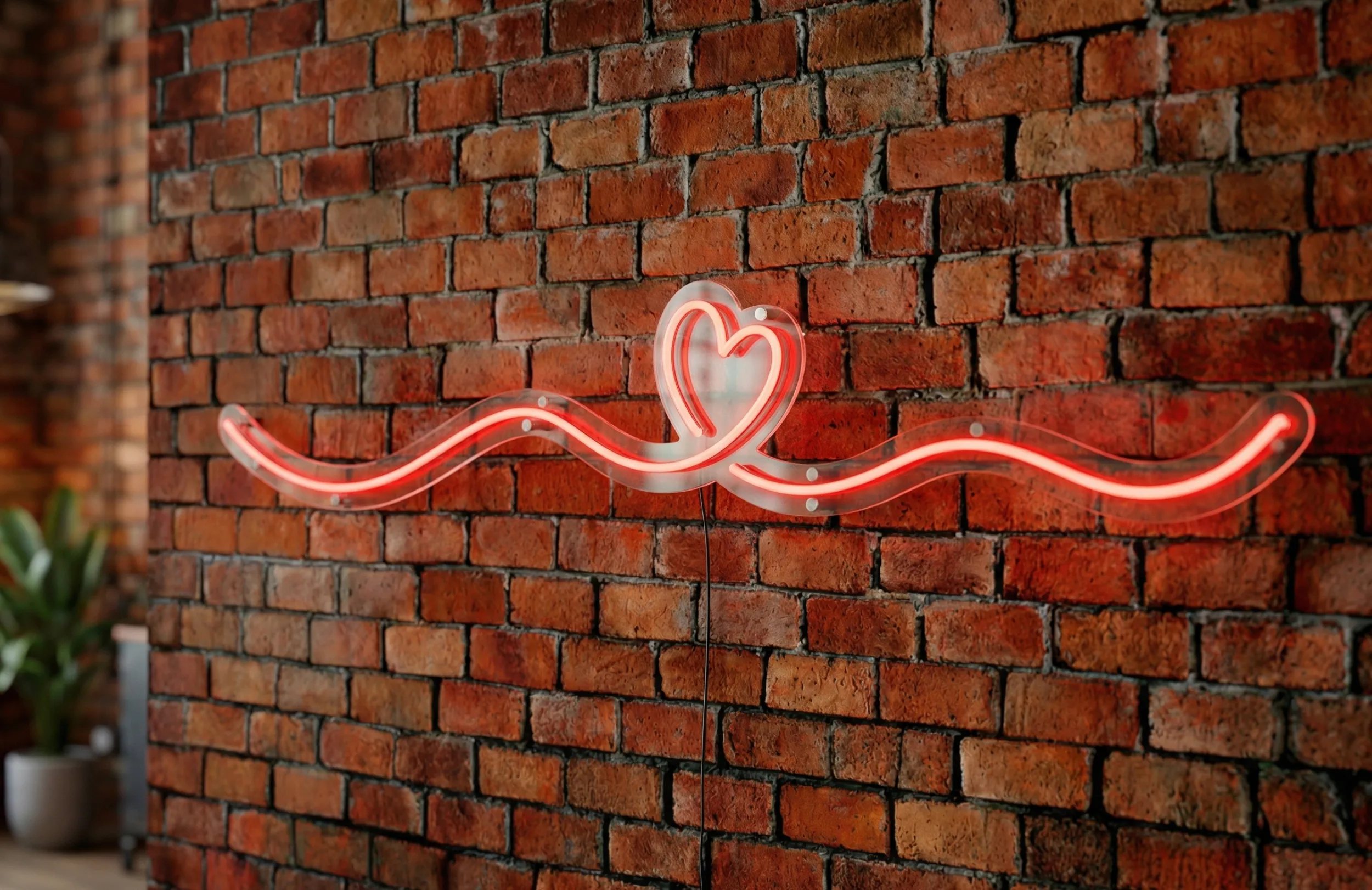Neon LED Linia z sercem