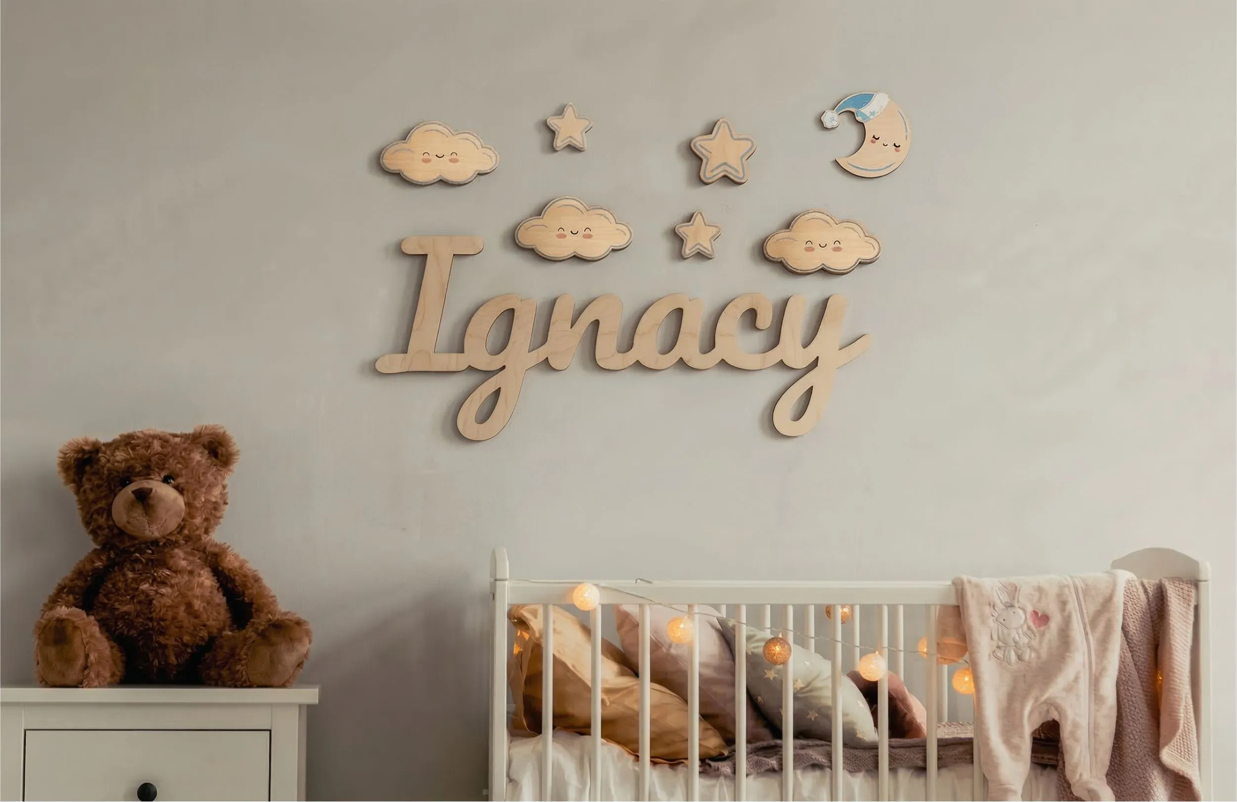 Drewniane imię dziecka