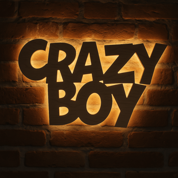 Podświetlany napis CRAZY BOY na ścianę LED