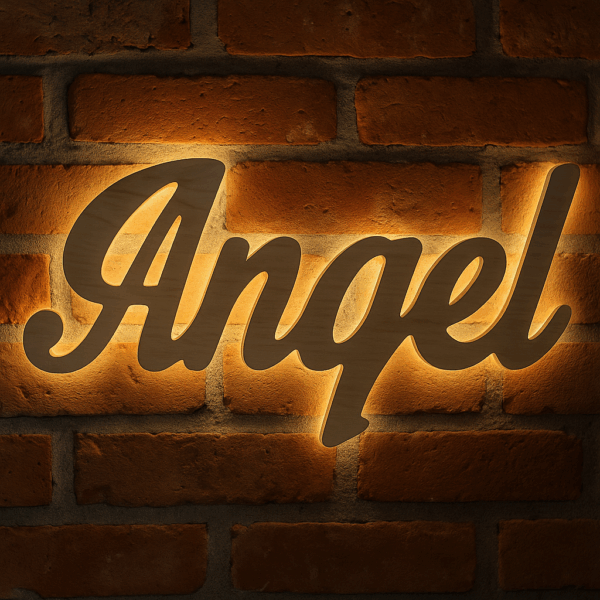 Podświetlany napis ANGEL na ścianę LED