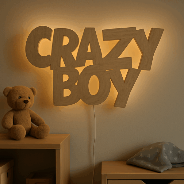 Podświetlany napis CRAZY BOY na ścianę LED - obrazek 3