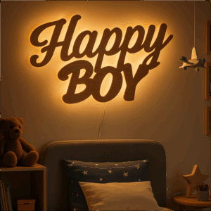 Podświetlany napis Happy BOY na ścianę LED